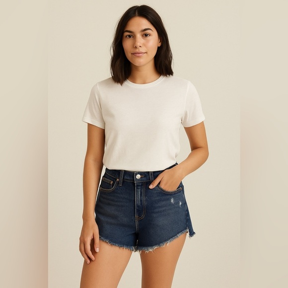 Levi’s 501 NEW denim cutoff shorts size 26, dark wash distressed grunge look - Picture 1 of 7